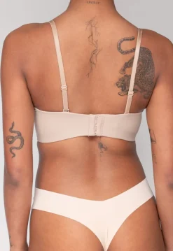 Beige Longline Push-Up Beugel BH met Afneembare Bandjes