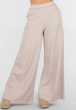Beige Lounge Broek met Rechte Pijpen