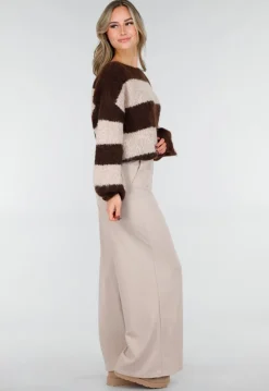 Beige Lounge Broek met Rechte Pijpen
