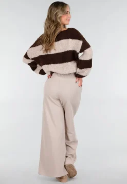Beige Lounge Broek met Rechte Pijpen