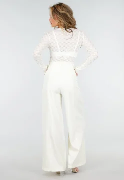 Beige Mesh Body met Lange Mouwen met Stretch