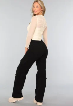 Beige Mesh Overslag Top met Voering