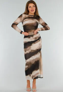 Beige Nude Open Hakken met Vierkante Neus en Strass Afwerking