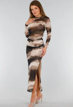 Beige Nude Open Hakken met Vierkante Neus en Strass Afwerking