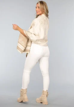 Beige Omslag Sjaal met Print