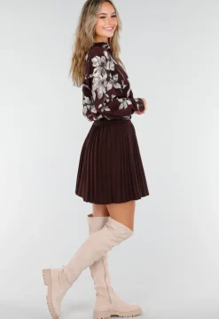 Beige Overknee Laarzen met Profielzool en Suèdelook