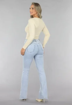 Beige Rib Top met Kleine Scrunch