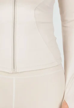 Beige Sportset met Cargolegging en Rits Top Dames