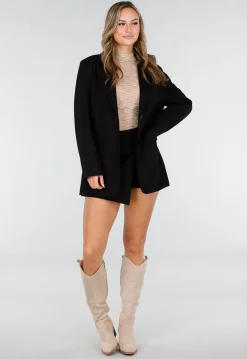 Beige Suède Look Cowboylaarzen met Hak