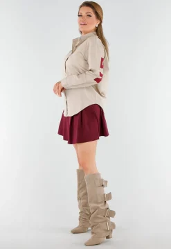 Beige Suèdelook Laarzen met Brede Gespsluitingen