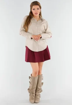 Beige Suèdelook Laarzen met Brede Gespsluitingen