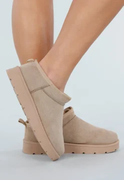 Beige Suède Look Lage Boots