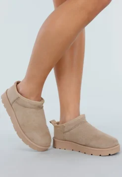 Beige Suède Look Lage Boots
