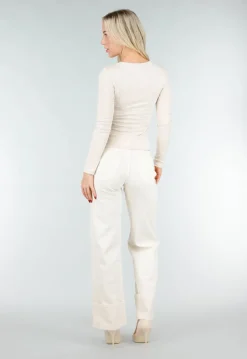 Beige Top met Cut Out Detail en Stretch