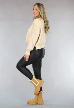Beige Trui met Zichtbare Naden