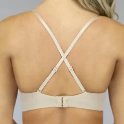 Beige T-Shirt BH met Kruisbare Bandjes