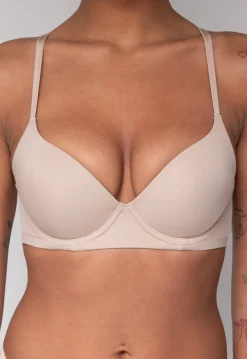 Beige T-Shirt BH met Kruisbare Bandjes