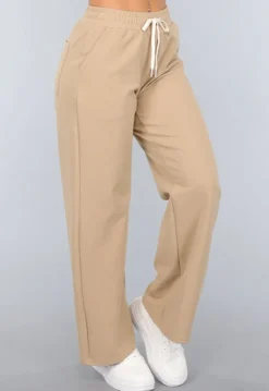 Beige Wide Leg Joggingbroek