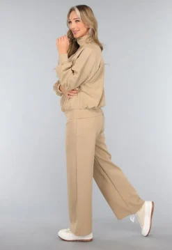 Beige Wide Leg Joggingbroek