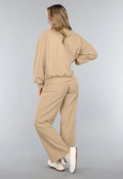 Beige Wide Leg Joggingbroek