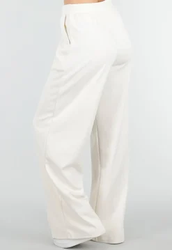 Beige Wide Leg Joggingbroek met Elastische Taille en Stretch