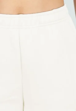 Beige Wide Leg Joggingbroek met Elastische Taille en Stretch