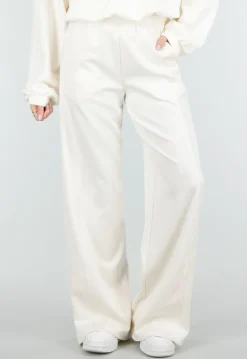 Beige Wide Leg Joggingbroek met Elastische Taille en Stretch