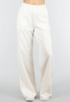 Beige Wide Leg Joggingbroek met Elastische Taille en Stretch