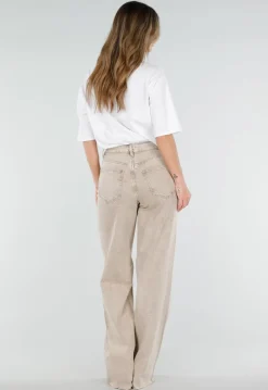 Beige Wide Leg Tall Jeans met High Waist