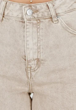 Beige Wide Leg Tall Jeans met High Waist