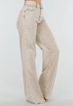 Beige Wide Leg Tall Jeans met High Waist