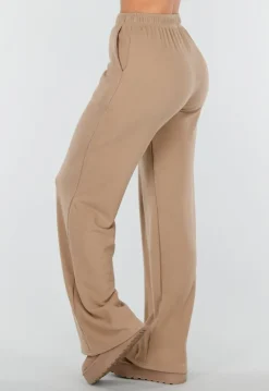 Beige Zachte Stretch Broek met Rechte Pijpen
