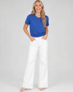 Blauw Basic T-Shirt met Lichte Stretch