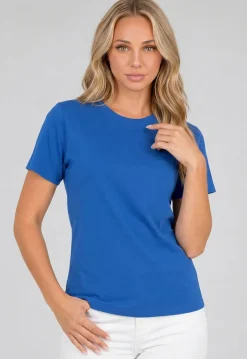 Blauw Basic T-Shirt met Lichte Stretch