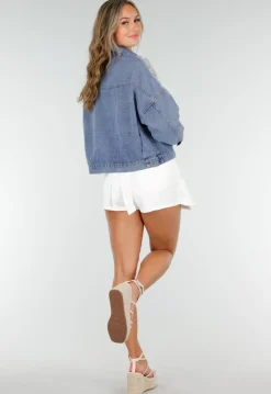Blauw Denim Jasje met Glitter Details