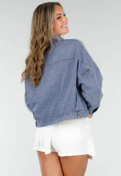 Blauw Denim Jasje met Glitter Details