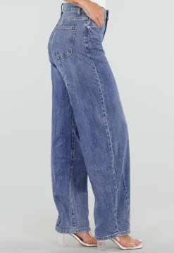 Blauwe Barrel Jeans met Lichte Stretch
