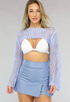 Blauwe Bolero met Wijduitlopende Mouwen