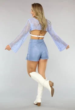 Blauwe Bolero met Wijduitlopende Mouwen