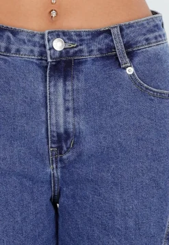 Blauwe Cargo Barrel Jeans met Opgestikte Zakken