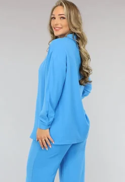 Blauwe Co Ord Set met Blouse