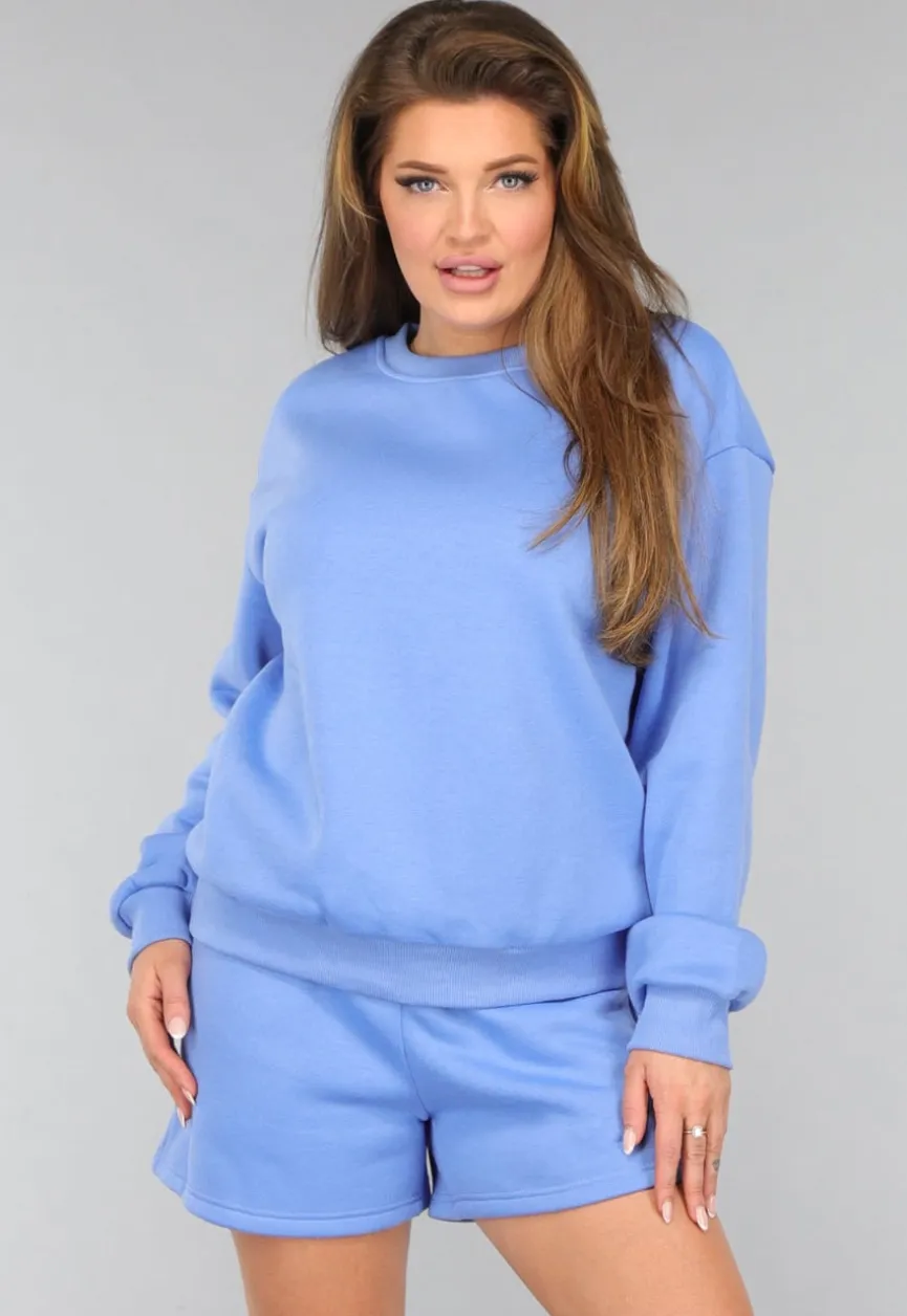 Blauwe Fleece Two Piece met Short