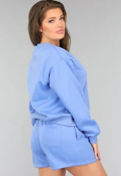 Blauwe Fleece Two Piece met Short