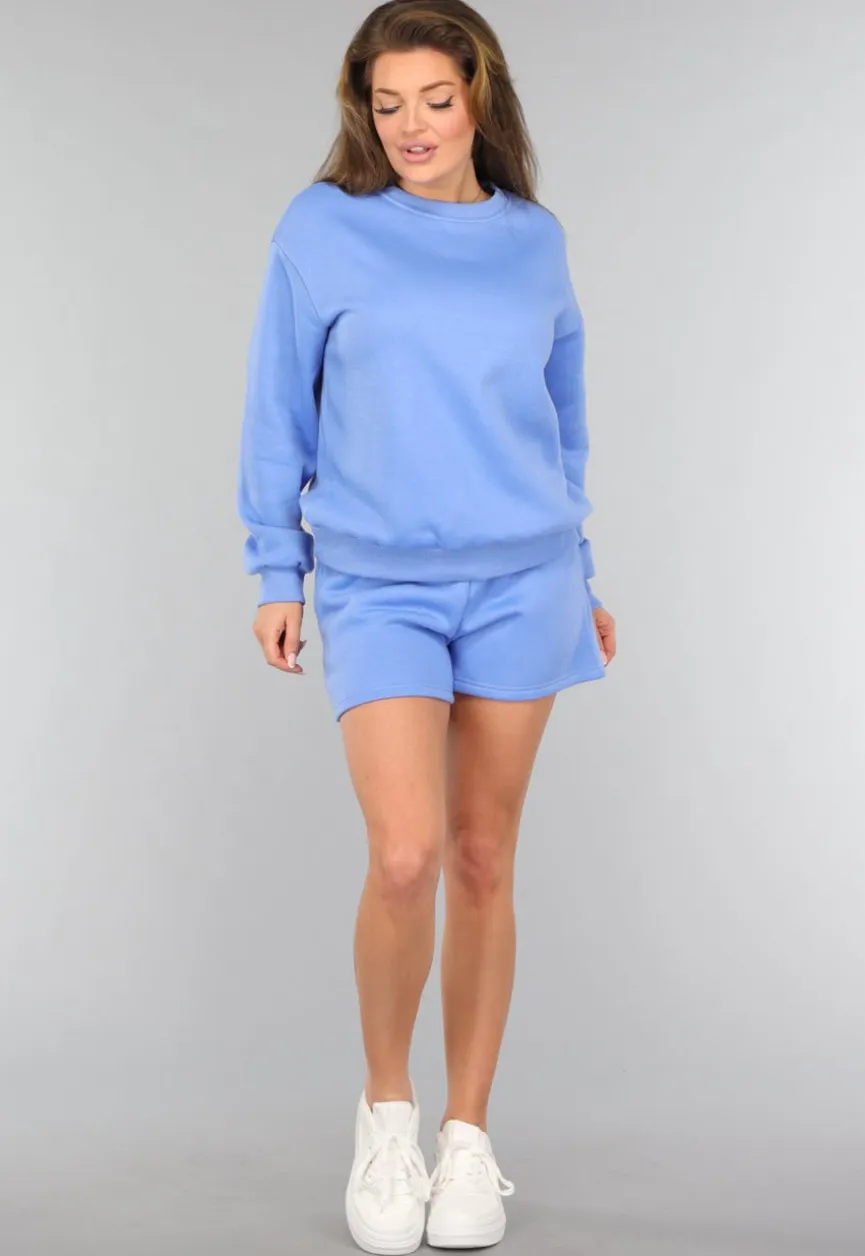 Blauwe Fleece Two Piece met Short