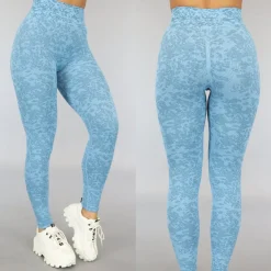Blauwe Gemêleerde Squat Proof Sportlegging
