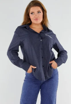 Blauwe Gestreepte Blouse met St. Tropez Borduursel Achterop