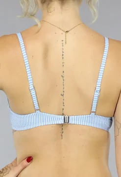 Blauwe Gestreepte Padded Beugel Bikini Top met Twist