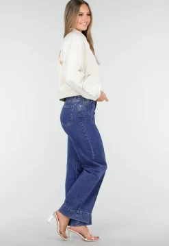 Blauwe Jeans met Stretch en Rechte Pijpen