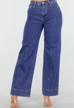 Blauwe Jeans met Stretch en Rechte Pijpen