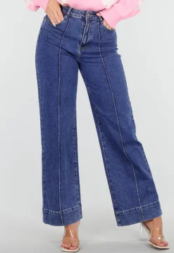 Blauwe Jeans met Stretch en Rechte Pijpen